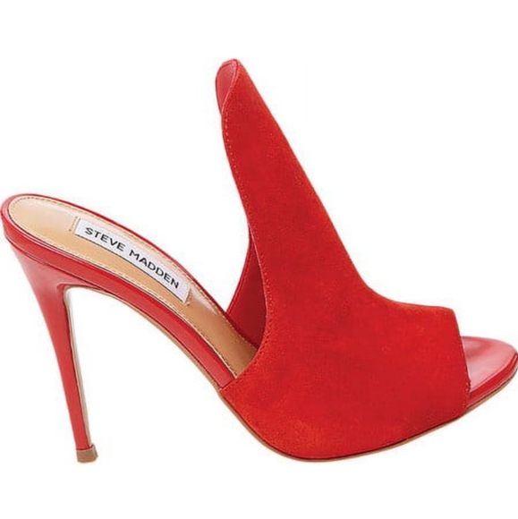 Steve Madden Sinful Red Suede Mule Heeled Sandals - Picture 1 of 7